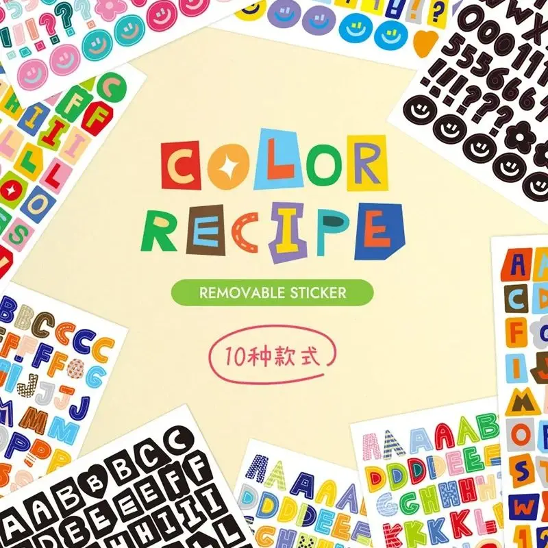 10pcs/Set Colorful Alphabet & Number Sticker For Diy Scrapbook Decoration, Water-Resistant With No Trace