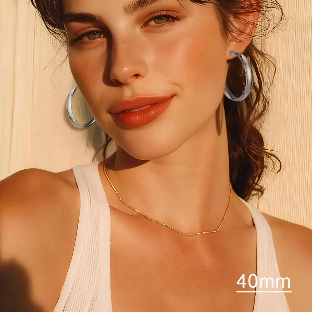 U7 Stainless Steel 40/60/80mm Curve Band Round Hoop Earrings for Woman Small Large Statement Hoops Lightweight Ear Jewelry Gift