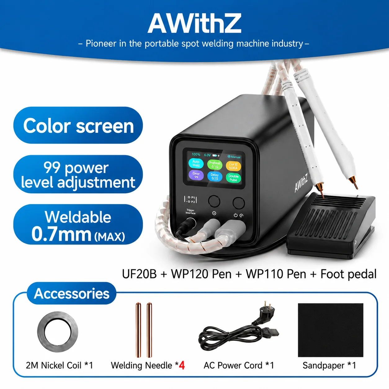 AWithZ UF20B Spot Welder Super Farad Capacitor Spot Welding Machine 18650 Lithium Battery DIY Nickel Sheet Welding Machine EU image 3