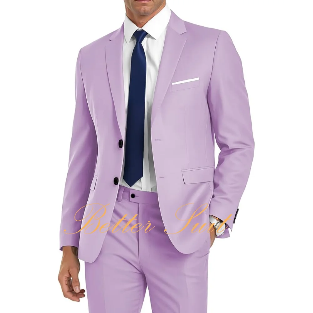 

Men's 2 Piece Suit Two Button Notched Lapel Jacket Pants Set Slim Fit Solid Color Men Suit Business Wedding Prom Suits