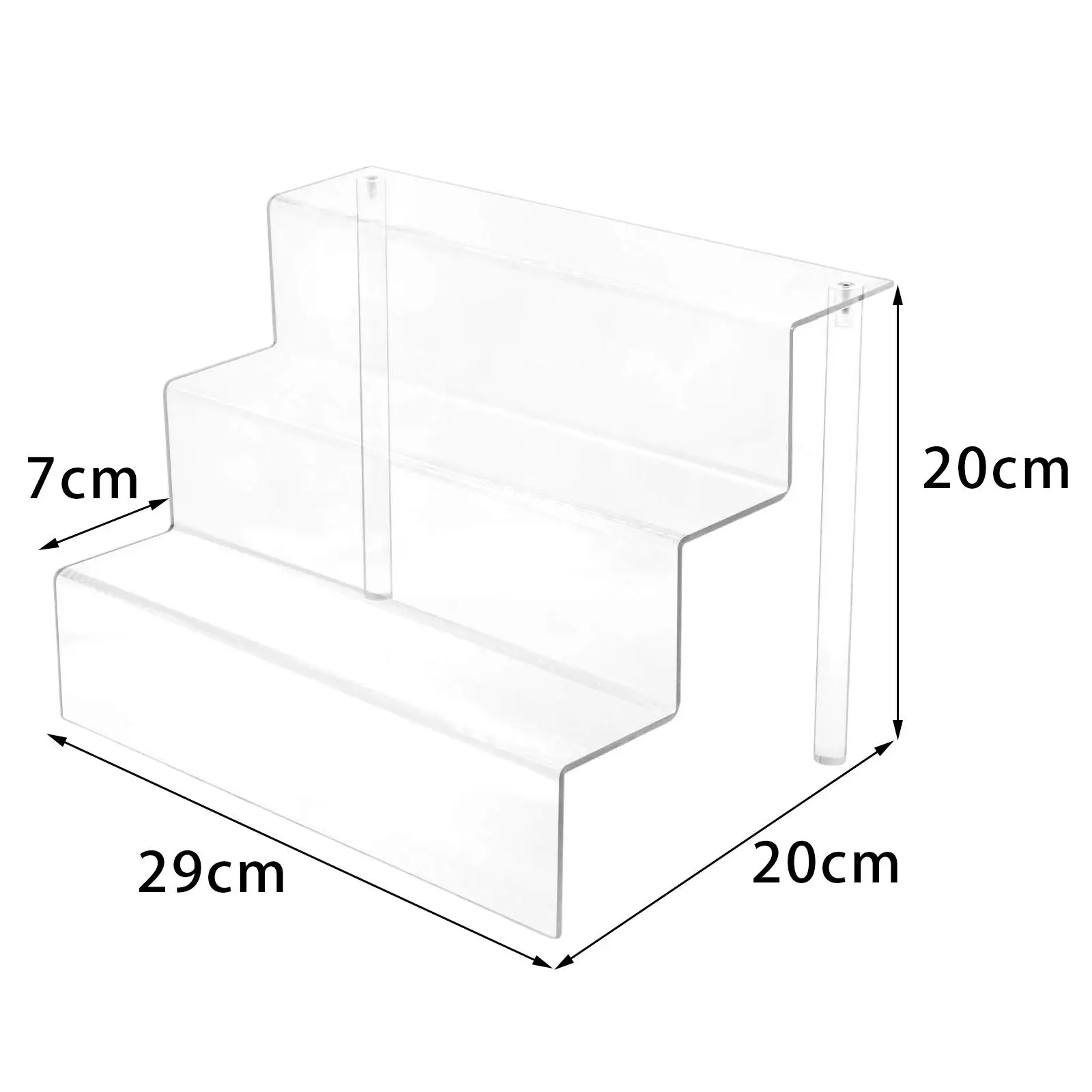 투명 아크릴 디스플레이 스탠드 선반, 3 층, 29x20x20cm