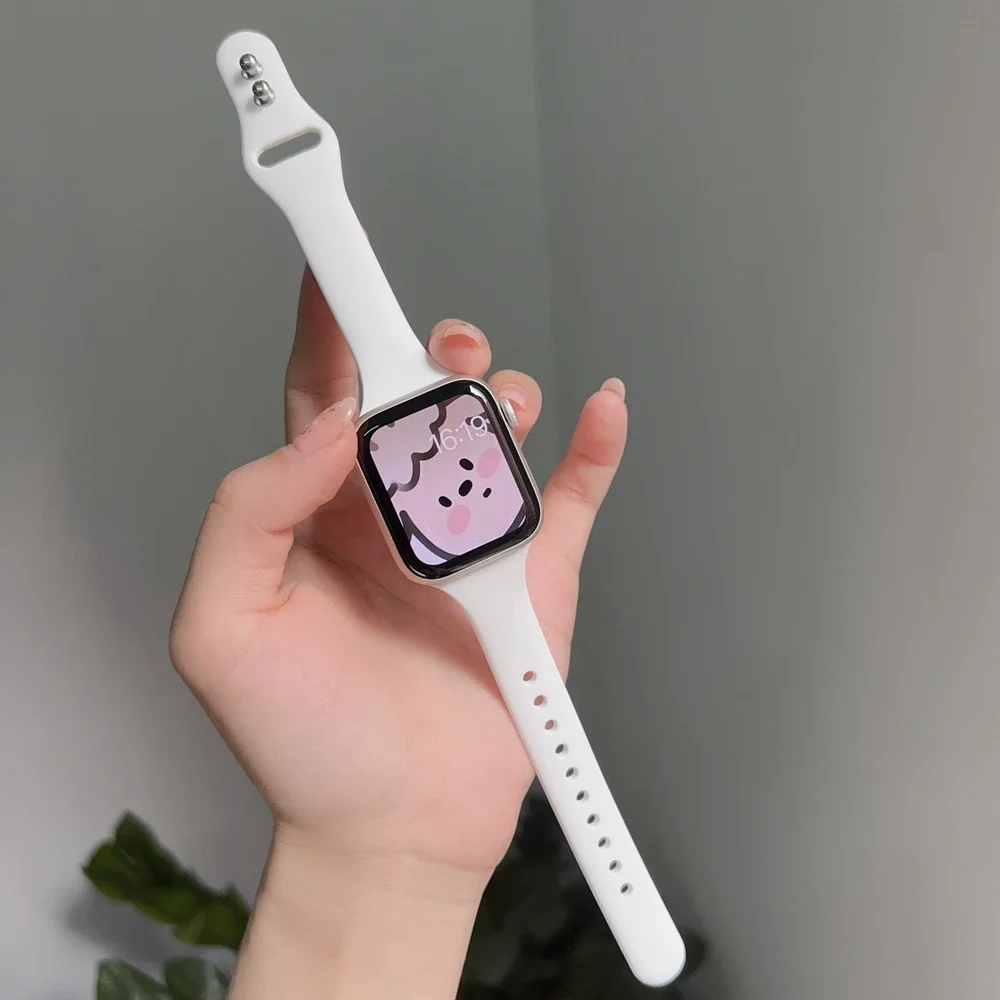 Хороший силиконовый ремешок для Apple Watch, ремешок для iwatch, женский, тонкий, серия 10/9/8/7/6/5/4/3, 38 мм, 40 мм, 41 мм, 42 мм, 44 мм, 45 мм, 46 мм, 49 мм