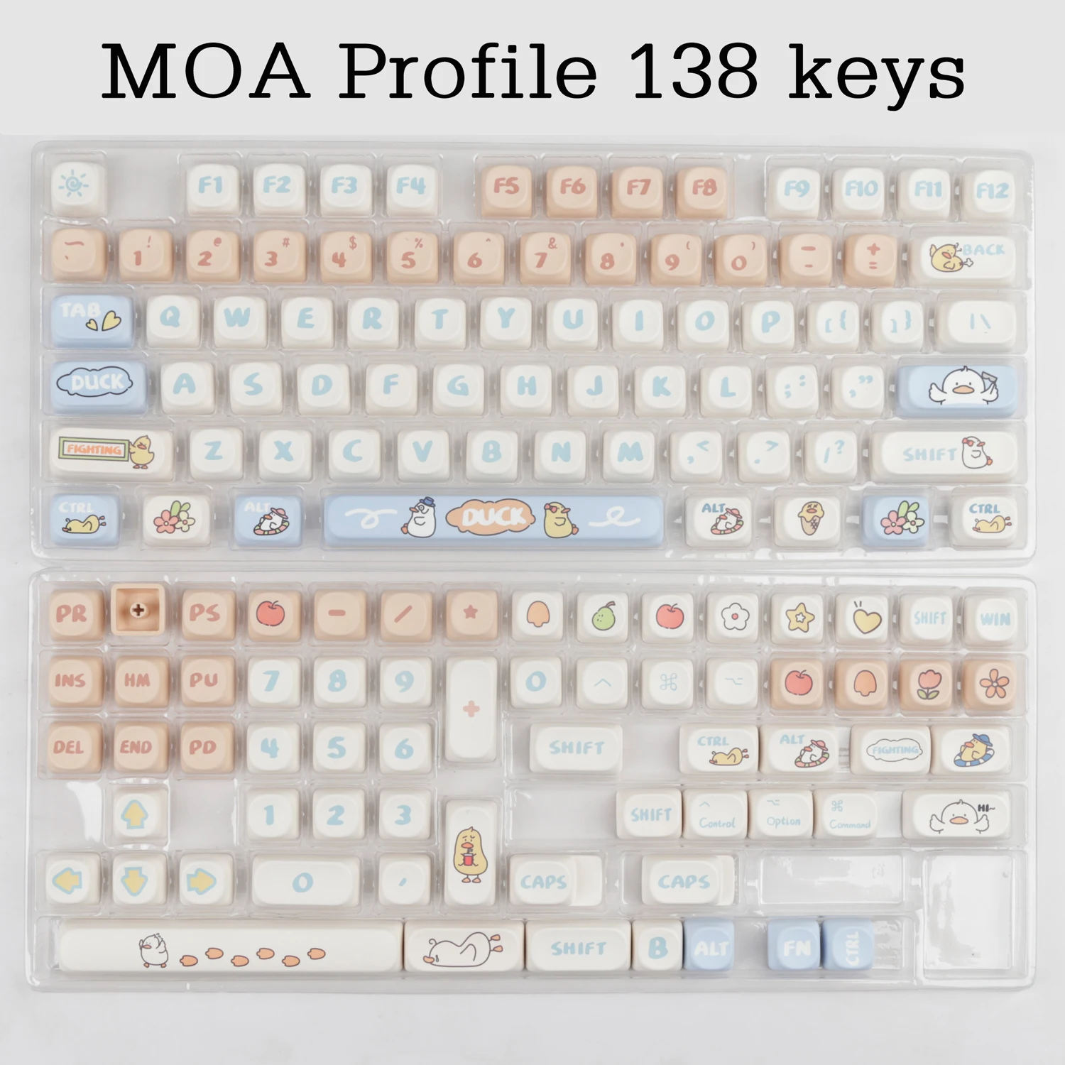 Boring duck keycaps MOA profile Dye-Sublimation PBT  keycap 138keys