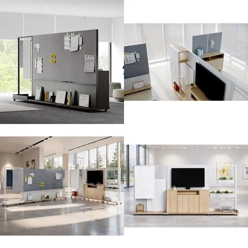 Modular Office Cabinets with Whiteboard Baffles Mobile Rolling Lockers for Corporate Offices