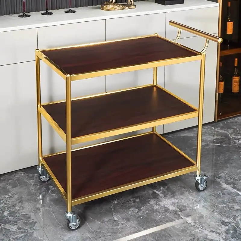 Commercial hotel trolley three-layer wine tea cart mobile commercial hand push