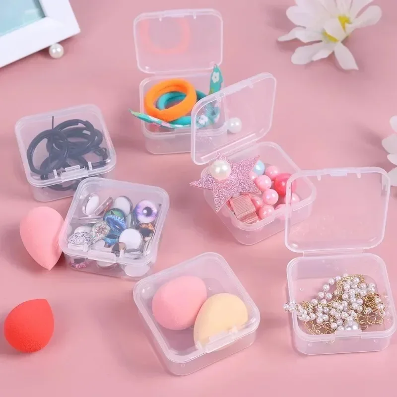 10pcs Mini Storage Box Transparent Plastic Jewelry Storage Box Container Portable Earring Ring Earplugs Packaging Storages Case