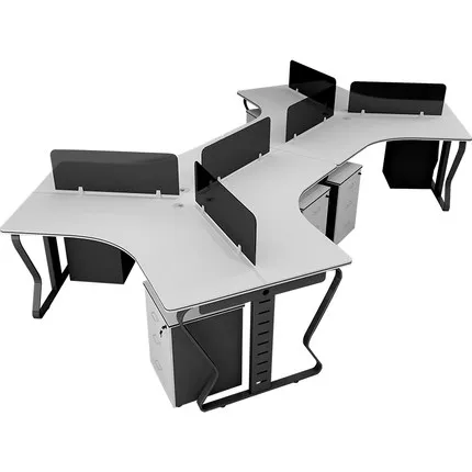 Office staff desk minimalist modern multi person workstation desk chair combination 3/6/8 person computer desk screen