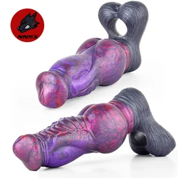 NNSX Silicone Animal Penis Sleeve Enlargement Fantasy Delay Ejaculation Cock Sleeve Enlarger with Knot Male Sex Toys for Couples