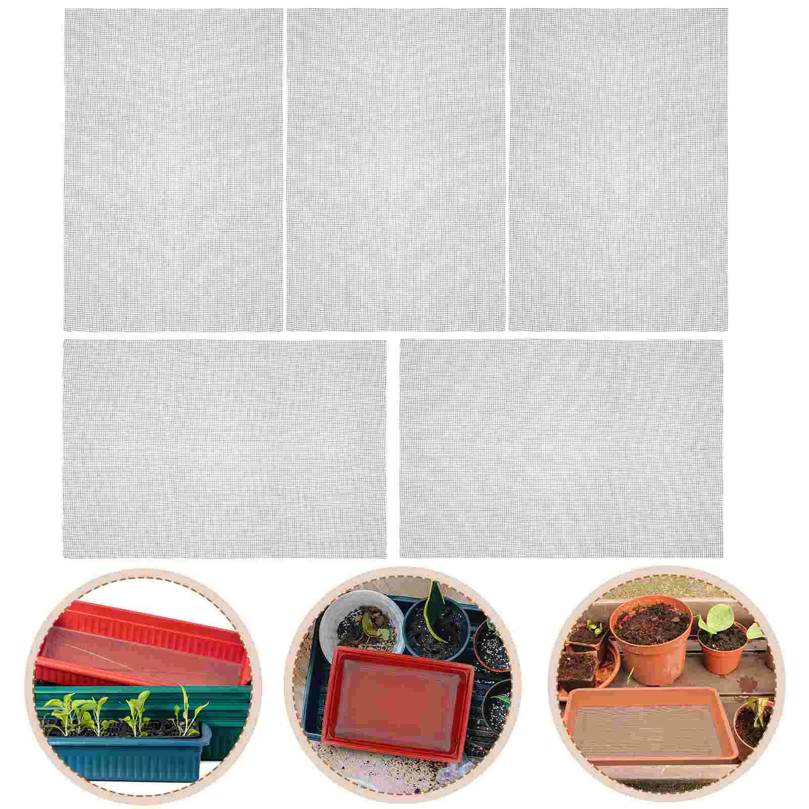 5 Pcs Garden Flowerpot Pad Cushions Plant Grid Breathable Hole Mesh Bottom Net Base White Planter Pads