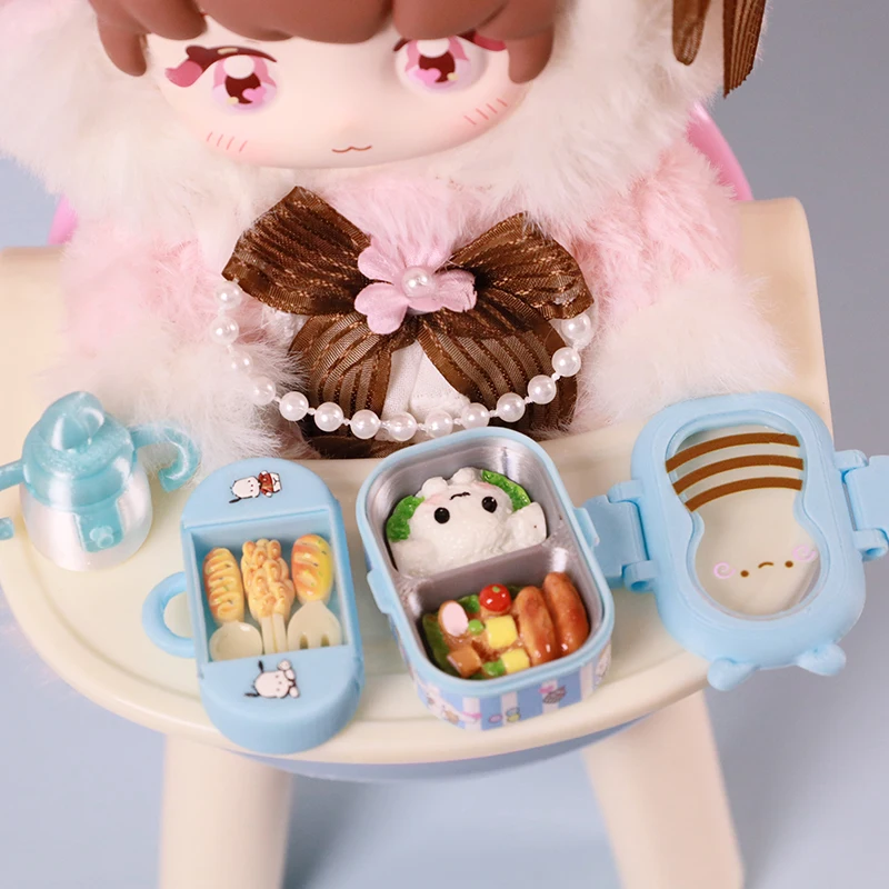 Aleatório 1 conjunto casa de bonecas brinquedos comida bento caixas talheres mini simulação casa boneca lancheira caixa frutas modelo acessórios
