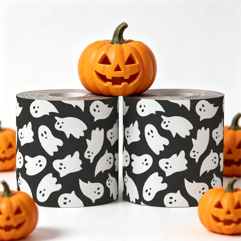 Halloween Ghost Printed Novelty Toilet Paper, High‑Quality Wood Pulp Funny Pattern Roll Paper, Spooky Bathroom Decor, Prank Gift view 3