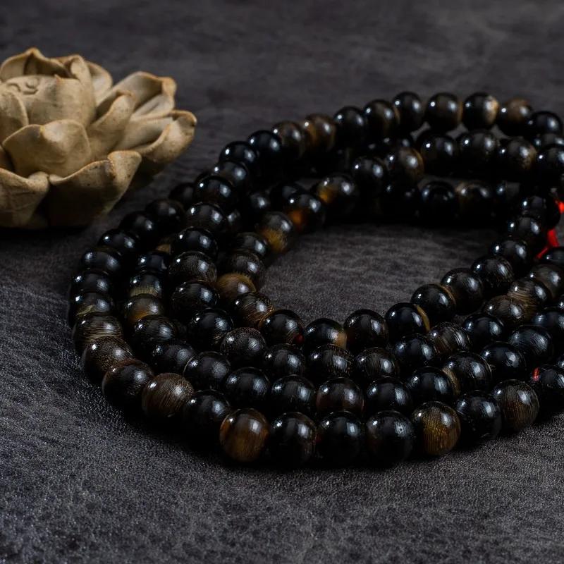 Black donkey hoof 108 round skull diamond-shaped dice flower passion fruit seed beads