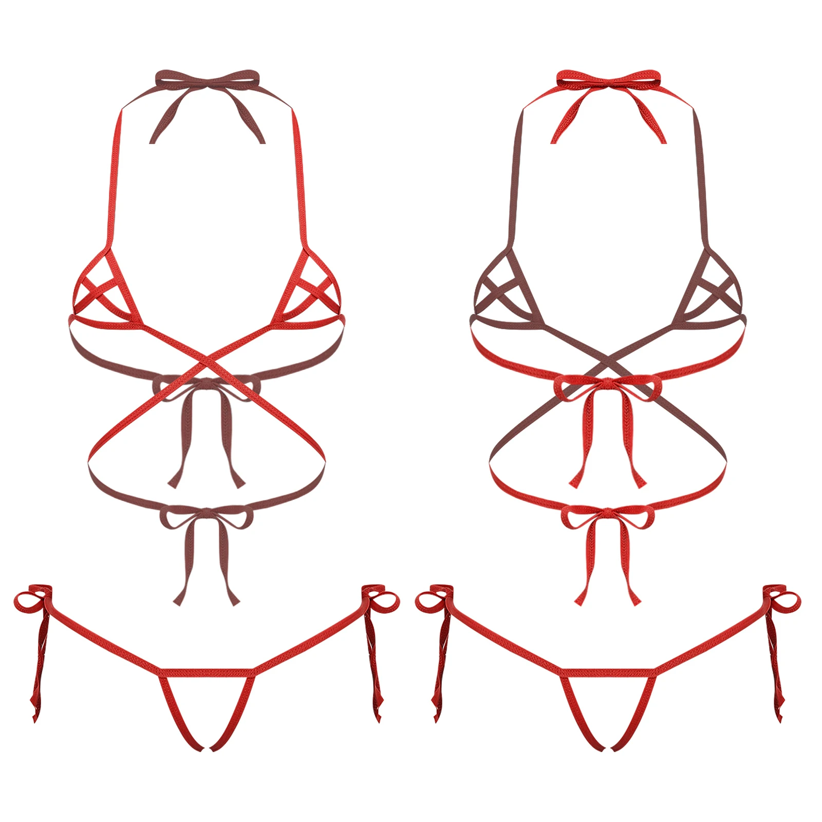 

Women Exotic Lingerie Set Sexy Cutout Cup Bra with Crotchless G-string Micro Bikini Swimsuit Nightwear for Couple Game Nightclub