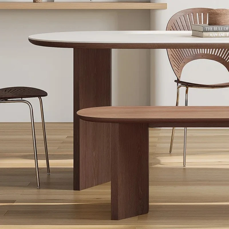 Originality Modern Design Rectangular Wooden Dining Table Modern Funky European Restaurant Rattan Muebles Trendy Furniture