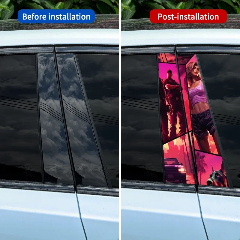 ملصقات Vice City GTA ، شارات فينيل ، عمود مركز السيارات المقاوم للماء ، ملصق عمود ، ملصقات ألعاب ، 1: 2: سيارة #3