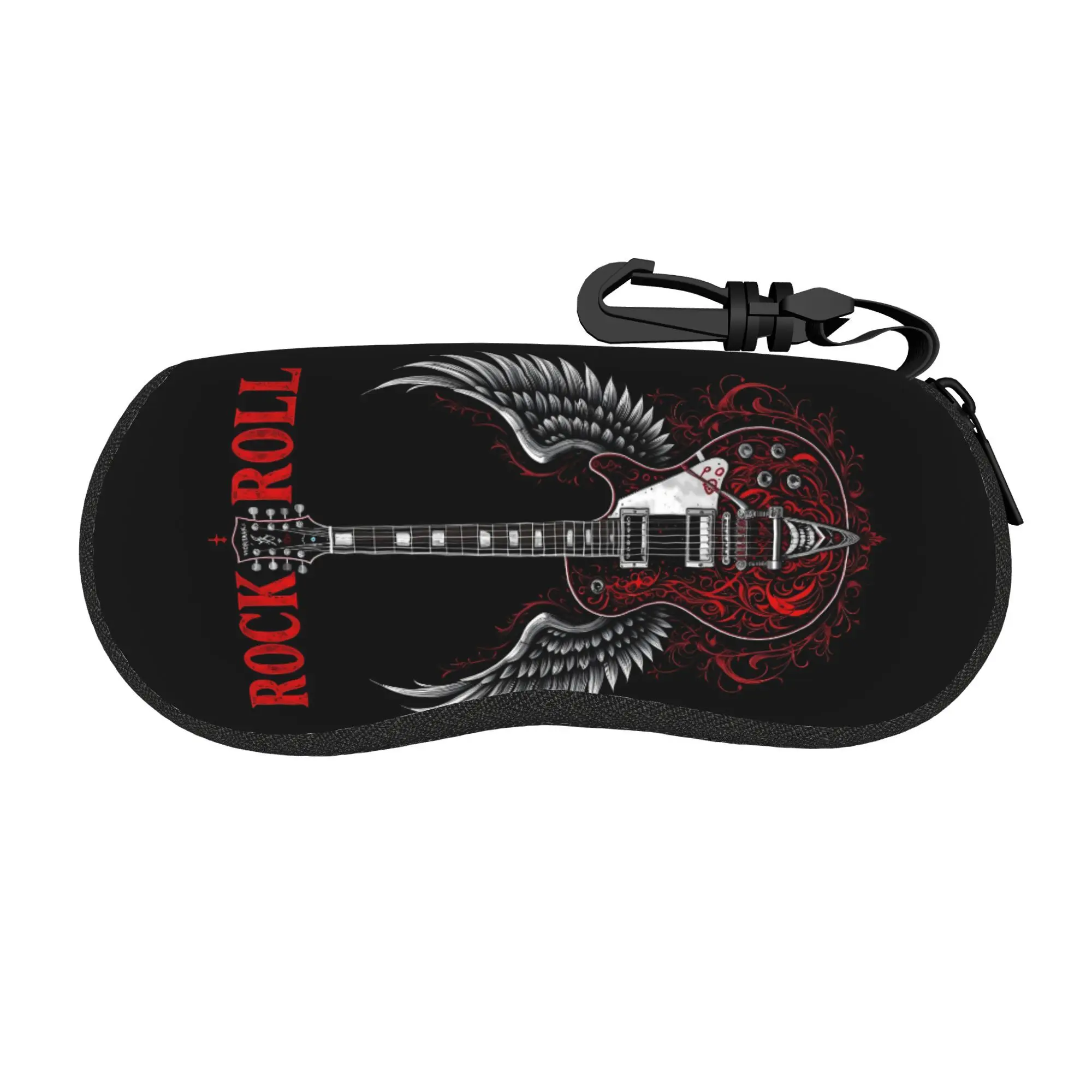 Rock and Roll Guitar Fashion Glasses Case with Zipper Suitable for Glasses Wallets or Accessories Design Portable Unisex