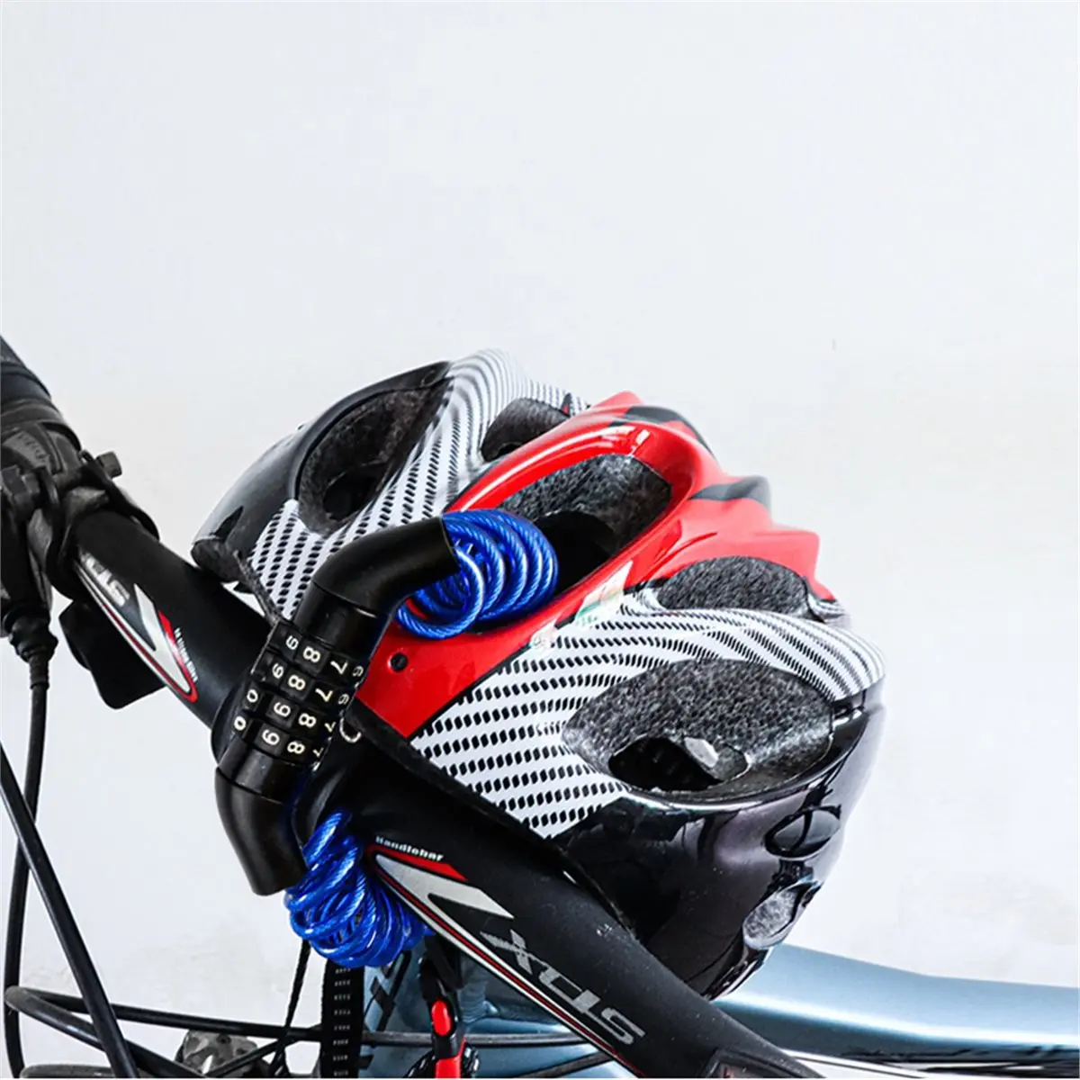 2026 New 2pcs Helmet Lock Anti-Theft 4 Digit Password Road Bike Locks for Scooter Motorcycle Portable Cycling Bicycle Cable Lock
