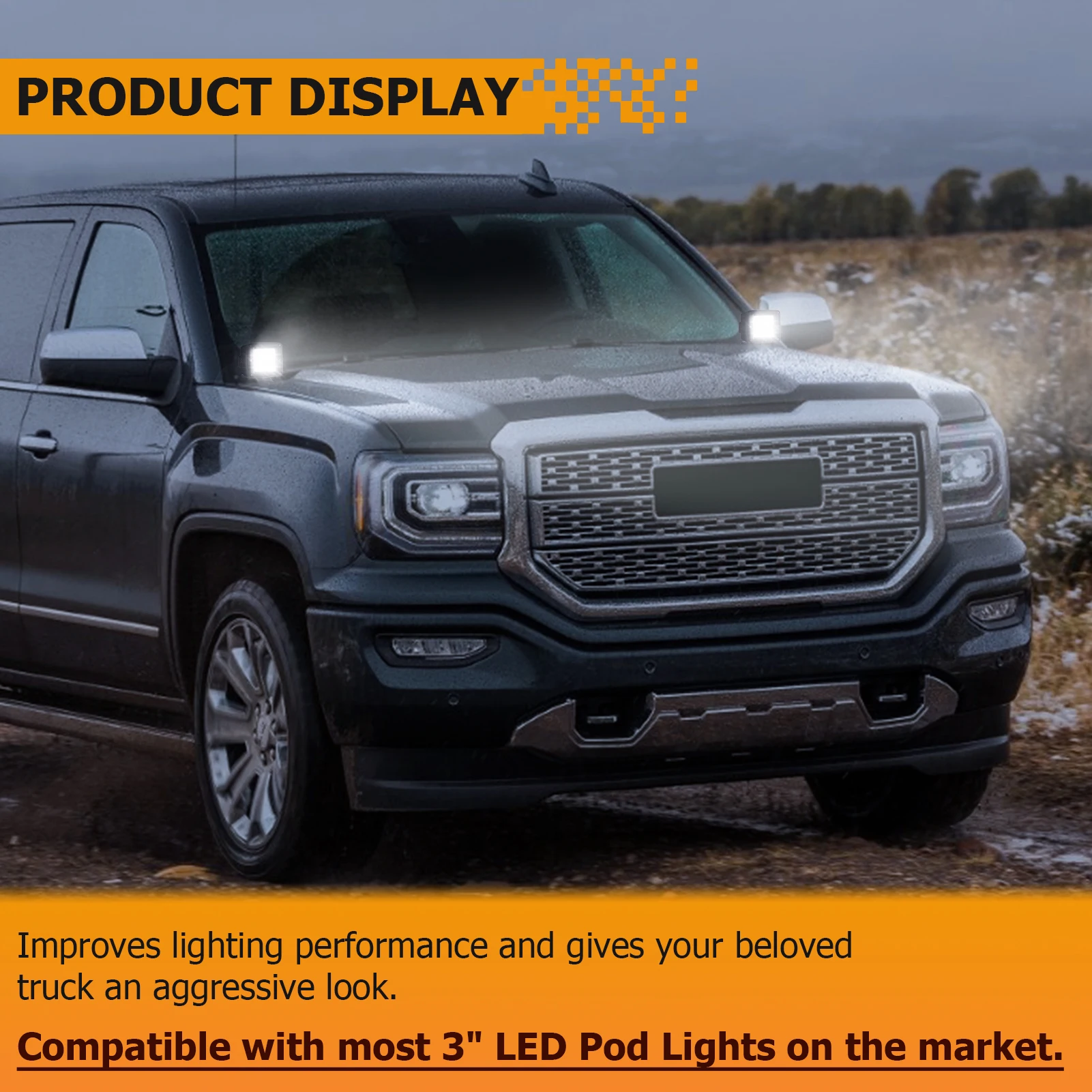 Para 2015-2019 Chevrolet Silverado y GMC Sierra 2500HD 3500HD bisagra de capó soporte de montaje LED compatible con luz LED auxiliar todoterreno