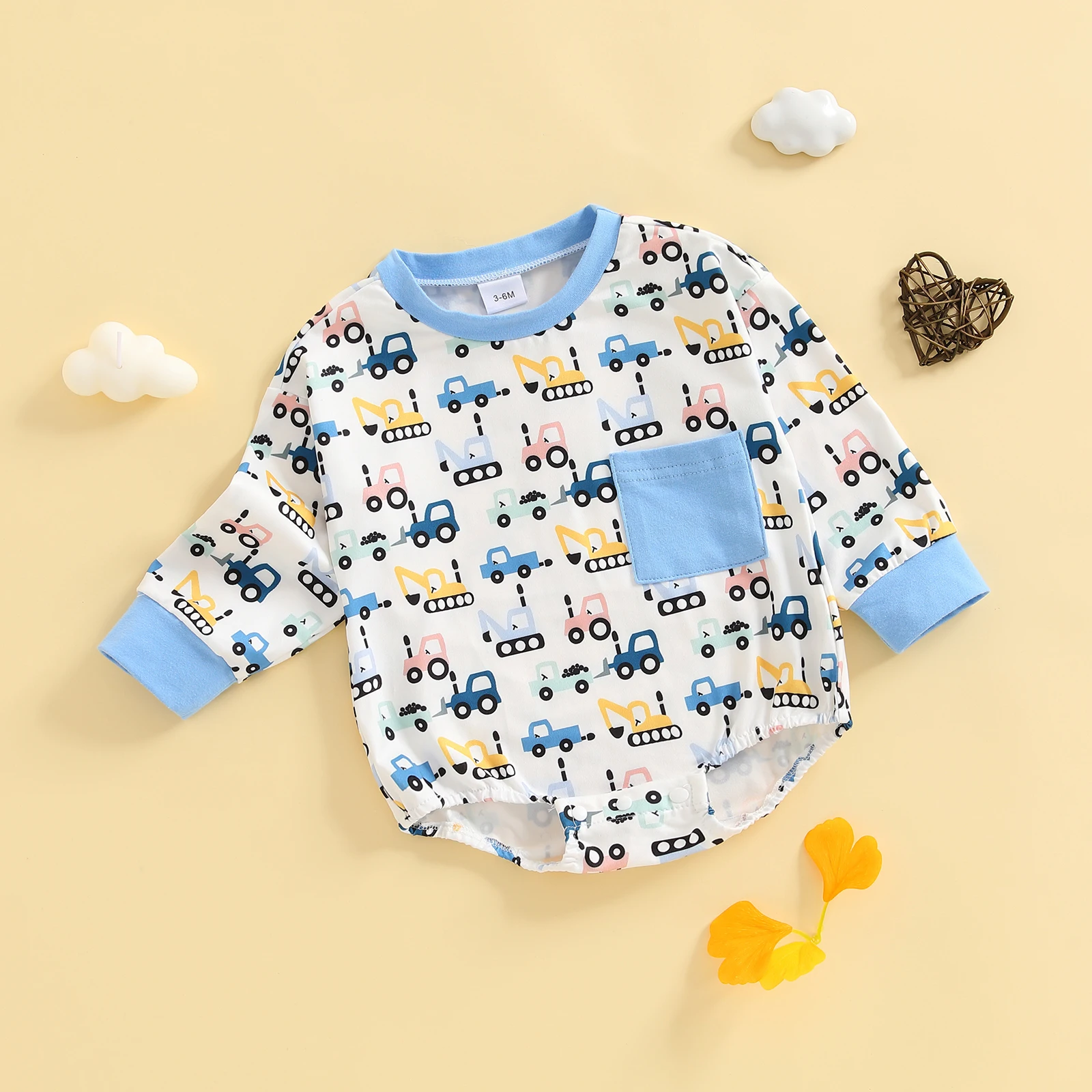 ملابس أطفال أولادي لطيفة بأكمام طويلة ورقبة دائرية وطباعة حفارة ملابس خريفية للاستخدام اليومي غير الرسمي