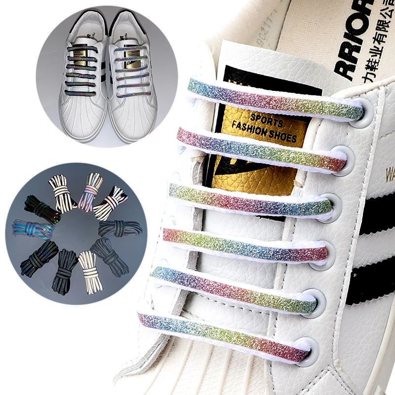 1 Pair Reflective Shoe Laces Laser Sequin Shoelaces for Kids and Adult Dark Night Reflective Safety Shoelace Sneaker Laces Shoes