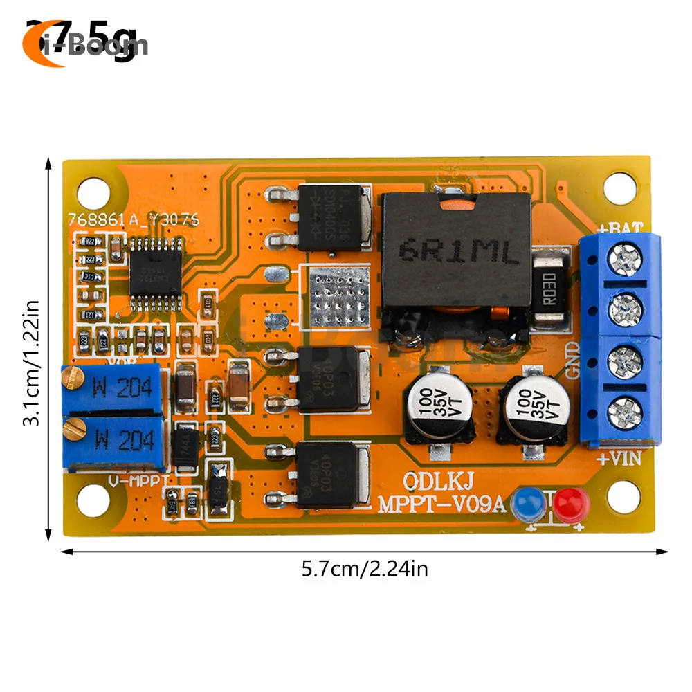 6A MPPT Solar Charge Controller Solar Charging Board 1-100W 8-30V Battery Charging Module 300KHz Charge Protection