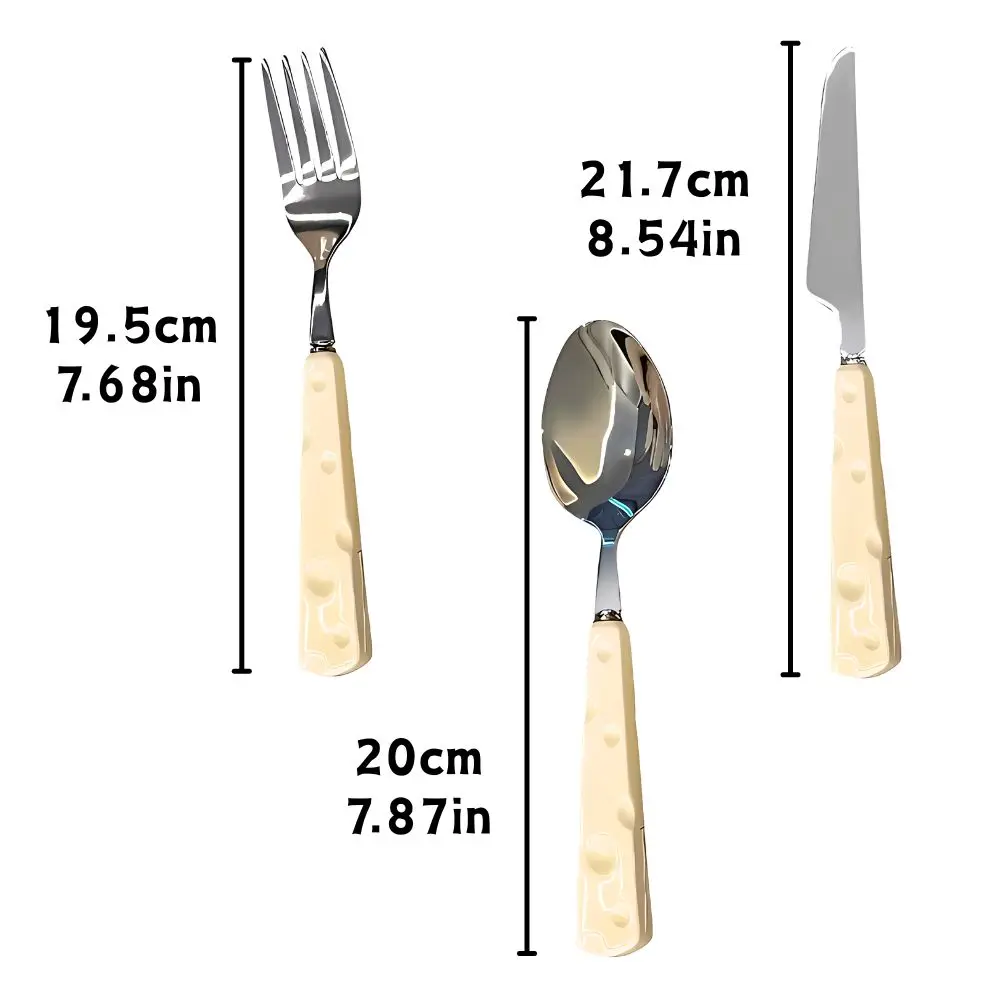 1/2pcs Lovely Cheese Pattern Handle Flatware Stainless Steel Dinner Utensils Cutlery for Home Restaurant YMY