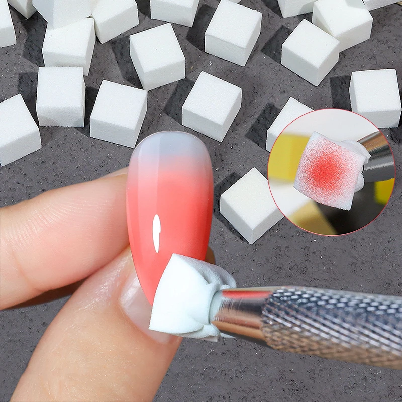 50Pcs/Bag 1cm Mini Square Soft Sponges Gradient Nail Art Stamper Tools Color Fade Easy Transfer Stamping Sponge Nail Art Tools