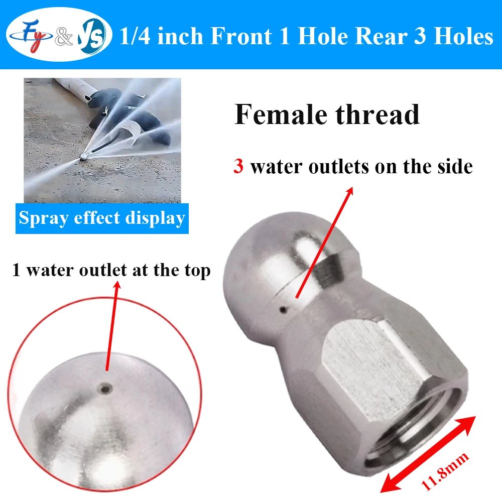YS High Pressure Sewer Cleaning Jetter, Water Nozzle High Pressure Cleaning Pipes, Pipe Cleaner
