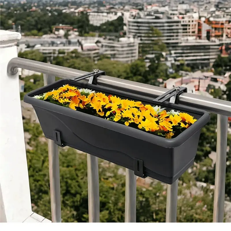 No Drilling Required Flower Box Holders 2-Way Adjustable Flexible Mounts Planter Boxes For Balcony Parapets And Railings