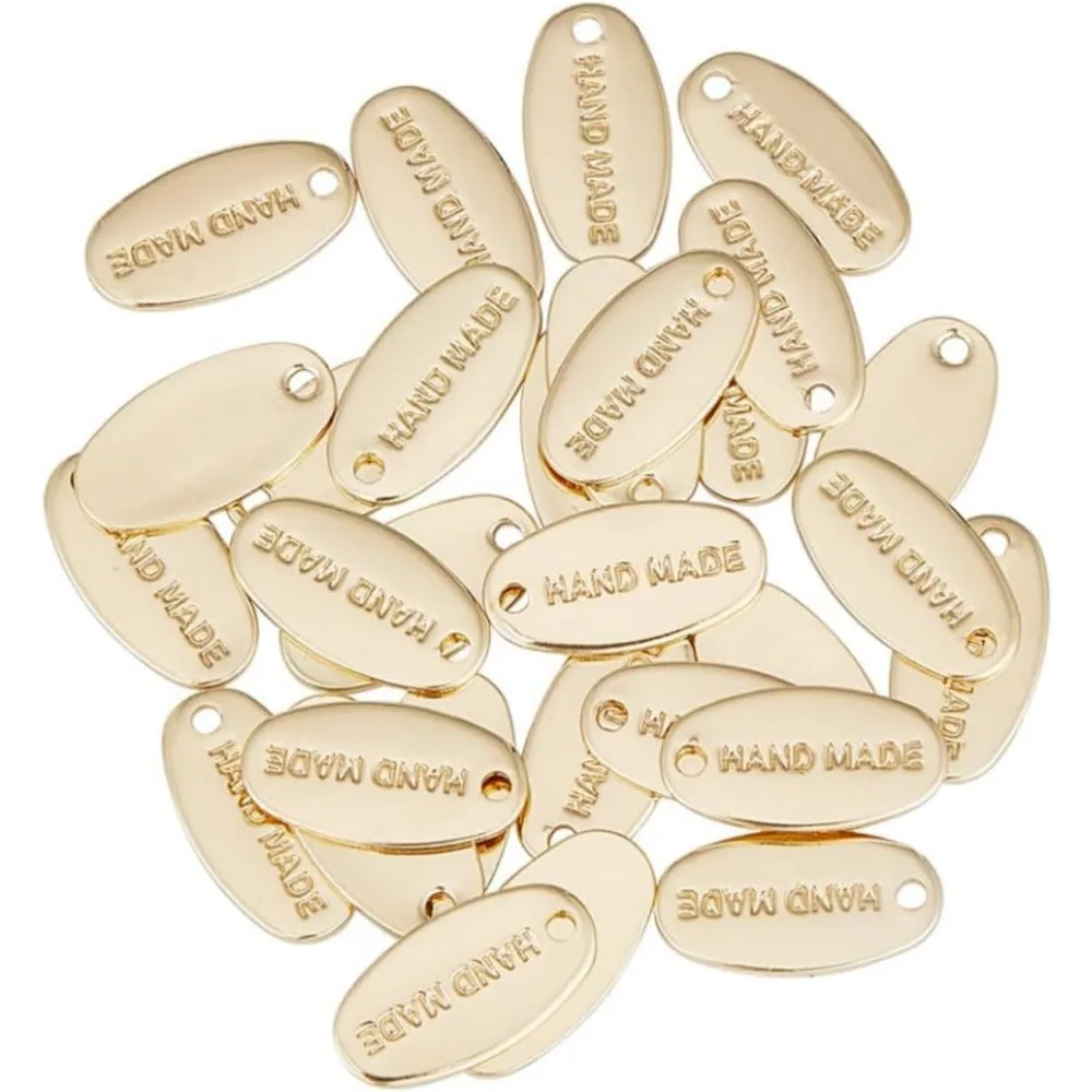 

30Pcs Real 14K End Extender Chain Brass Oval Jewelry End Tabs Tail Chain Pendant Extender Drop for Bracelet Necklace Jewelry DIY