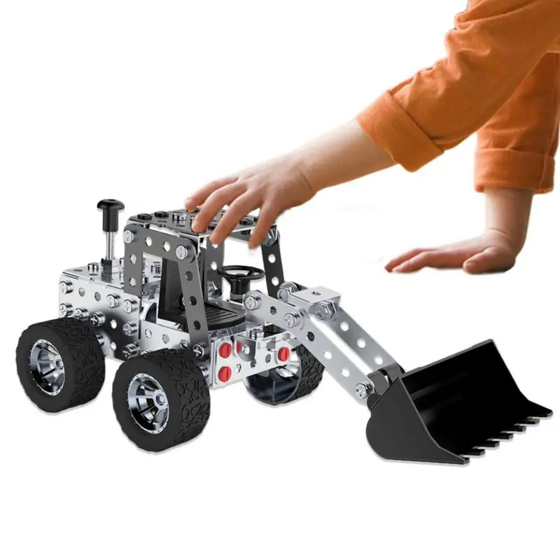 

DIY Screws And Nuts Assembly Building Block Toy Simulation Forklift Excavator Metal Car Model Children Vehicle kid birthday Gift