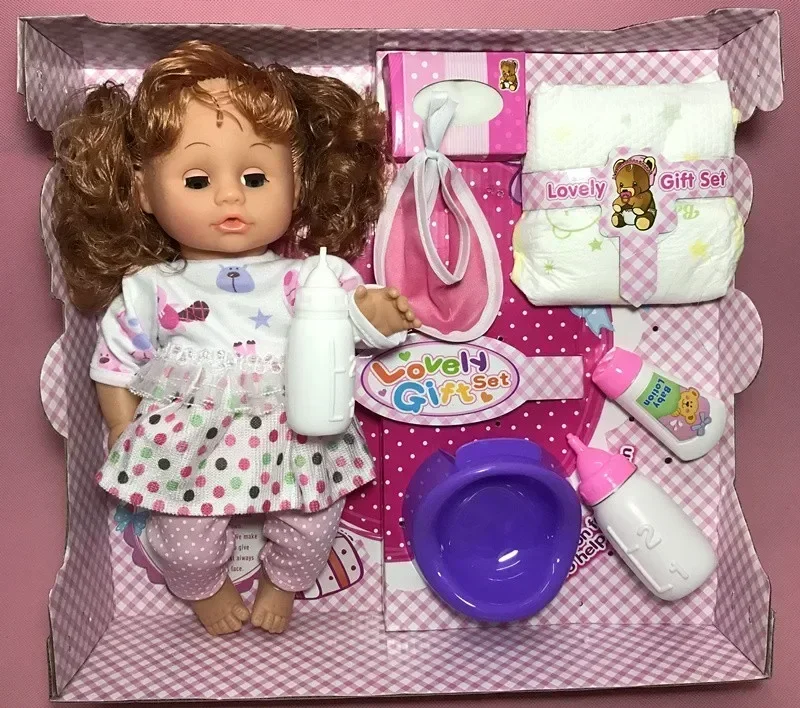 Simulation 32cm Blink eye drink water to the toilet and can speak Simulated doll model Soft Reborn Baby Dolls girl kids gift