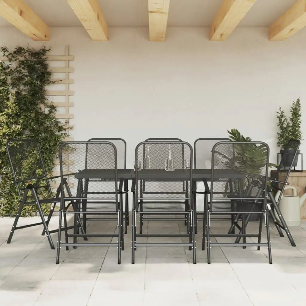 

Garden Dining Set Anthracite Metal Mesh E-Coating Outdoor Furniture Elegant Modern Design