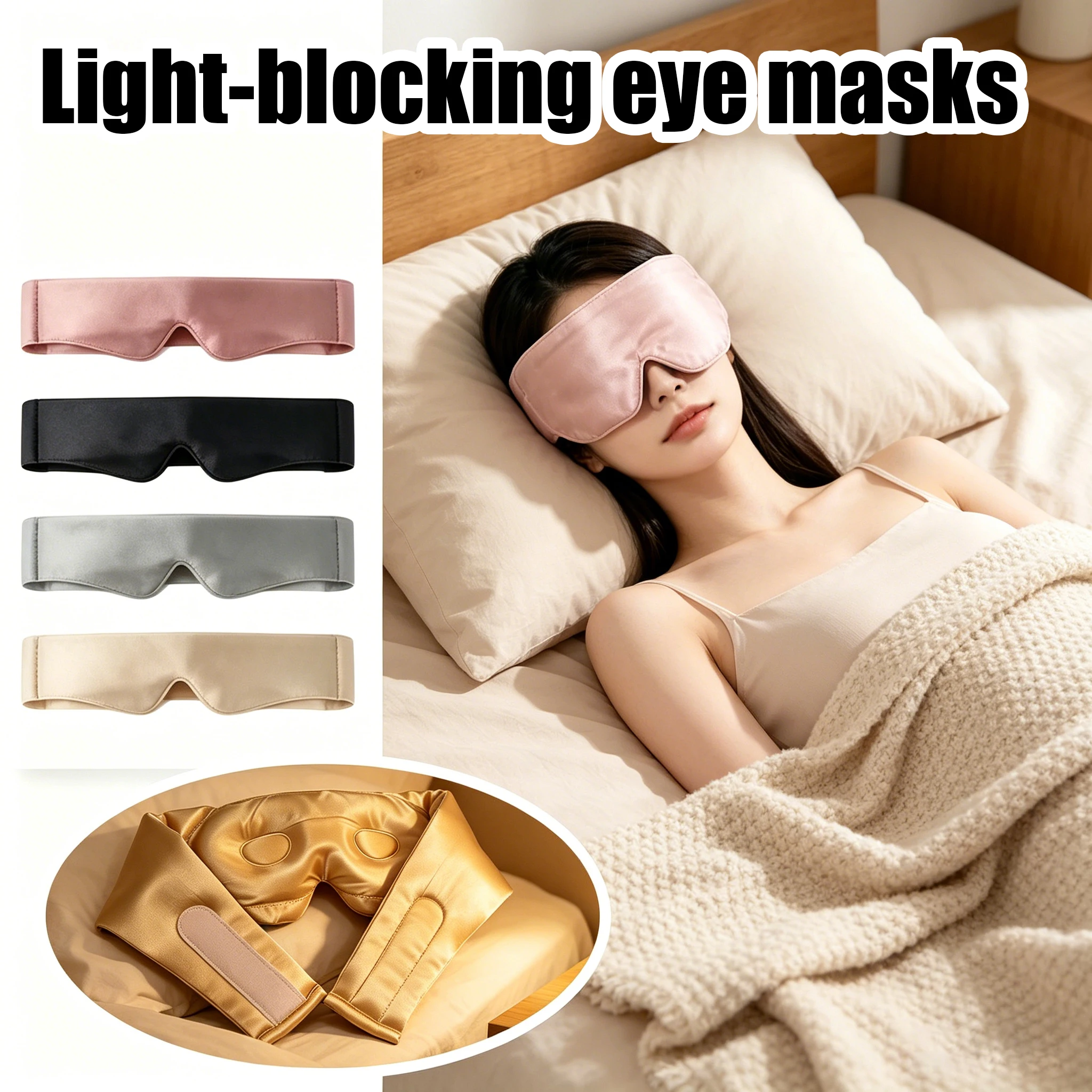 Super Silk Like Sleep Mask with Embroidery and Print 3D Contoured Blackout Eye Mask for Men Women Weighted Relaxation