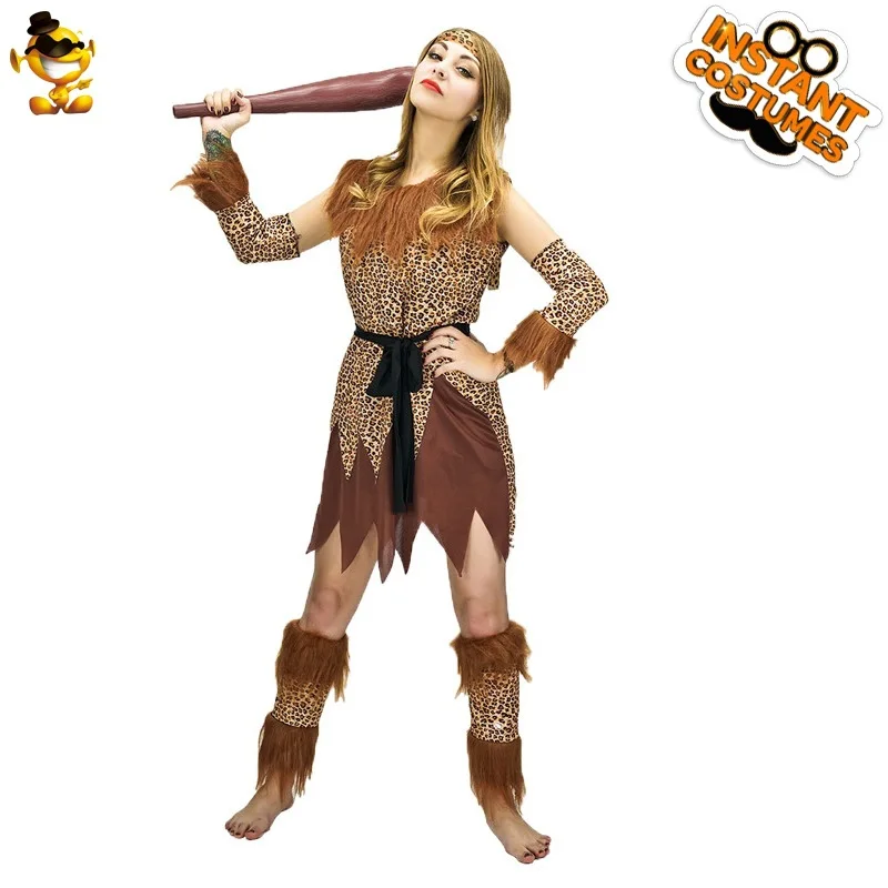 

Halloween Adult Big Girl Cave Primitive Savage Costume Stage Show Party Clothes Cosplay Costume