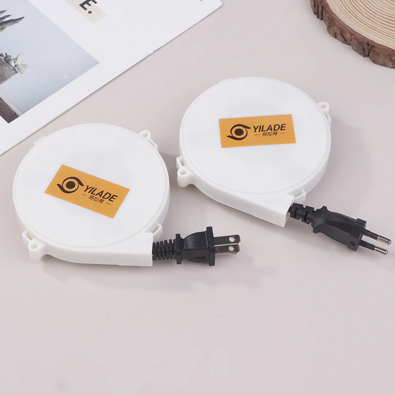自動巻き取り式電源リールケーブル 220v キャンプ用電源コード リールケーブルスリーブ US EUプラグ付きリールケーブル 1.6m