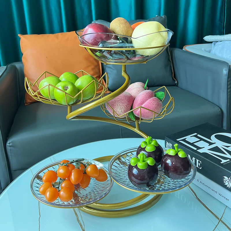 Luxury multilayer fruit tray home living room coffee table snacks placed storage atmosphere online celebrity fruit basket.