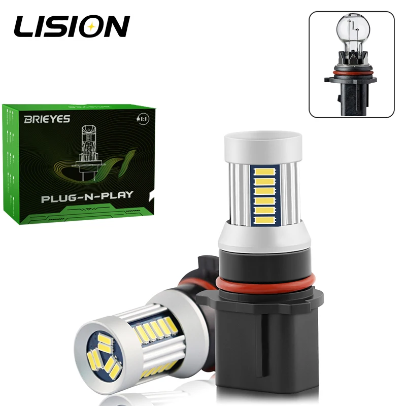 2-Pack LED Bulb P13W 12277 SH23W PSX26W 12278 for Car Fog Lamps Driving Daytime Running Light DRL White 12V 400LM Plug and Play