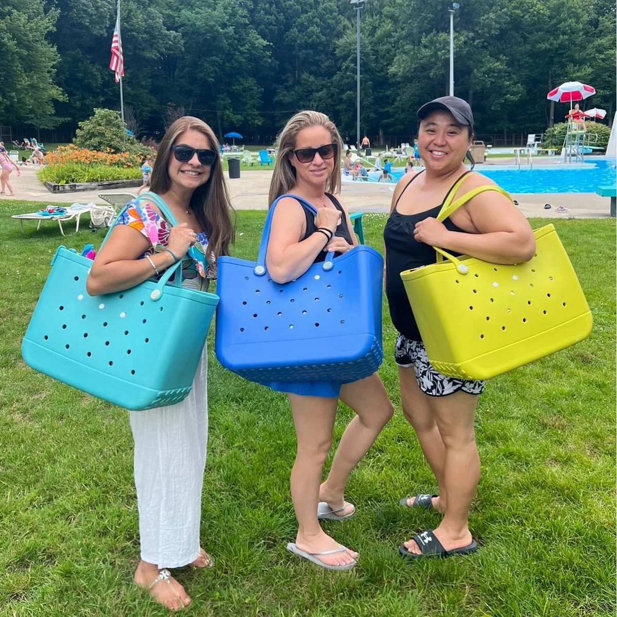 Borsa da spiaggia in gomma rosa caldo e borsa da spiaggia impermeabile per spiaggia, borsa da viaggio all'aperto di grande capacità per viaggio in spiaggia