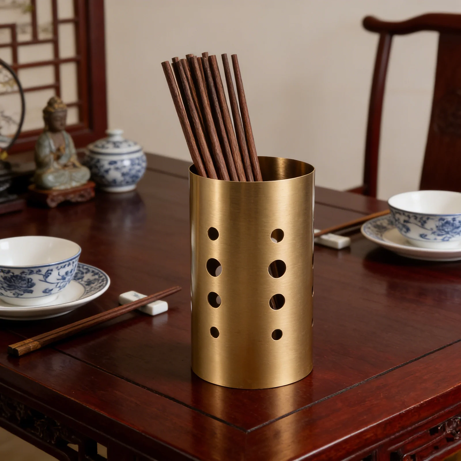 

2Pcs Stainless Steel Chopstick and Spoon Organizer Thickened Kitchen Utensil Holder Countertop Utensil Crock Silverware Holder