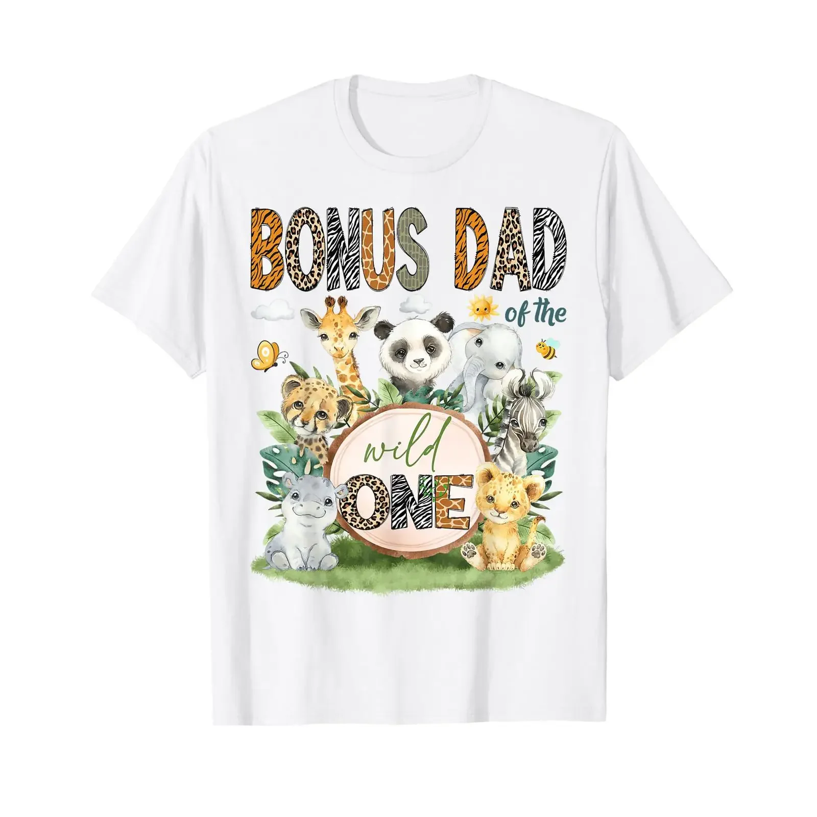 Bonus Dad of The Wild One 1st Birthday Boy Safari Jungle T Shirt vintage Washed designer clothes Soft streetwear Breathable
