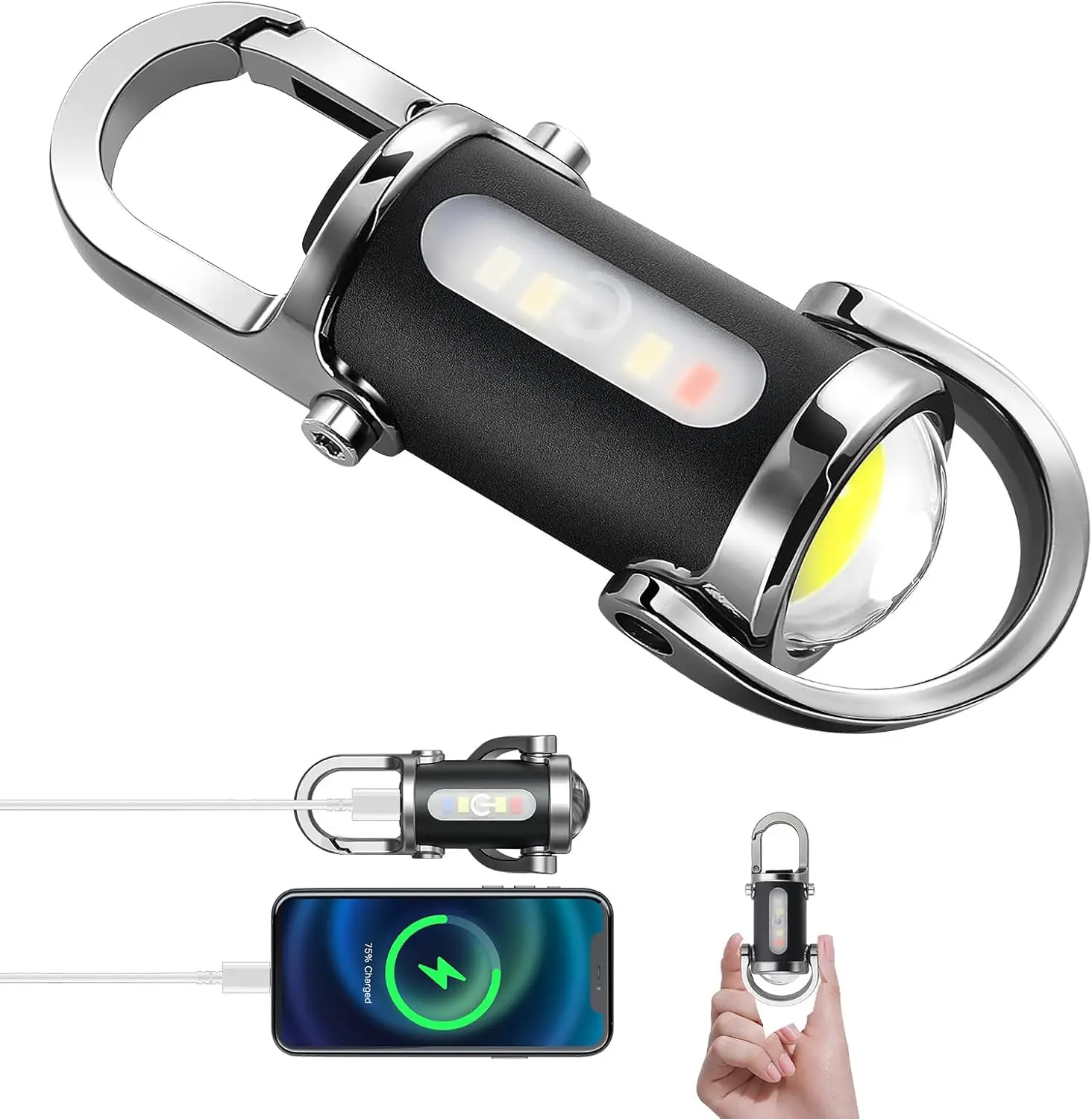

Powerful COB LED Flashlight Keychain USB Rechargeable Hanging Portable Flashlight Waterproof Keyring Camping Walking Pocket Lamp