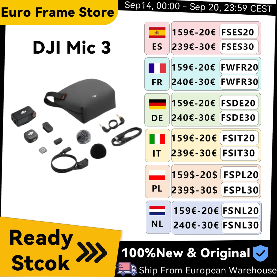 DJI Mic 3 Wireless Lavalier Mic Ultralight Extended Time & Fast Charging 400m Transmission Noise Cancelling Vlog Streaming