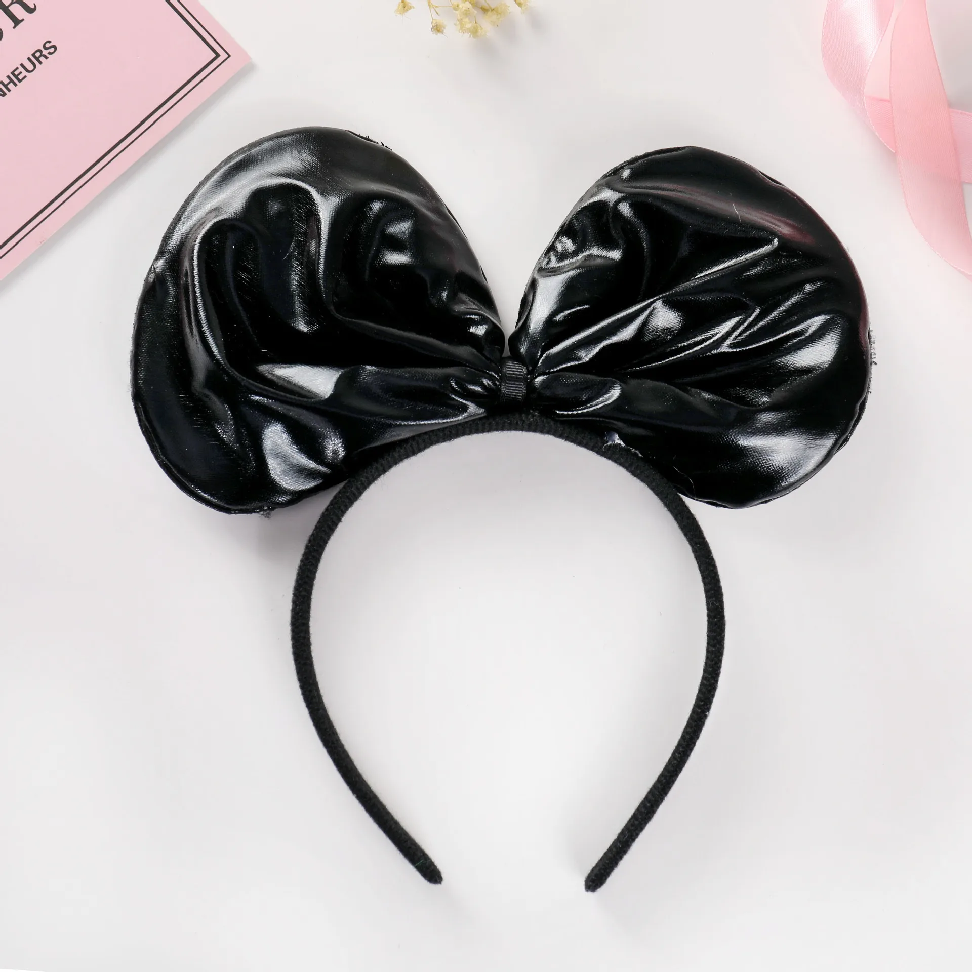 Diadema de Mickey de Disney, botón de cabeza con lazo, accesorios para espectáculo de vacaciones, fiesta DIY, Navidad, Halloween, accesorios para el cabello, diadema de Minnie