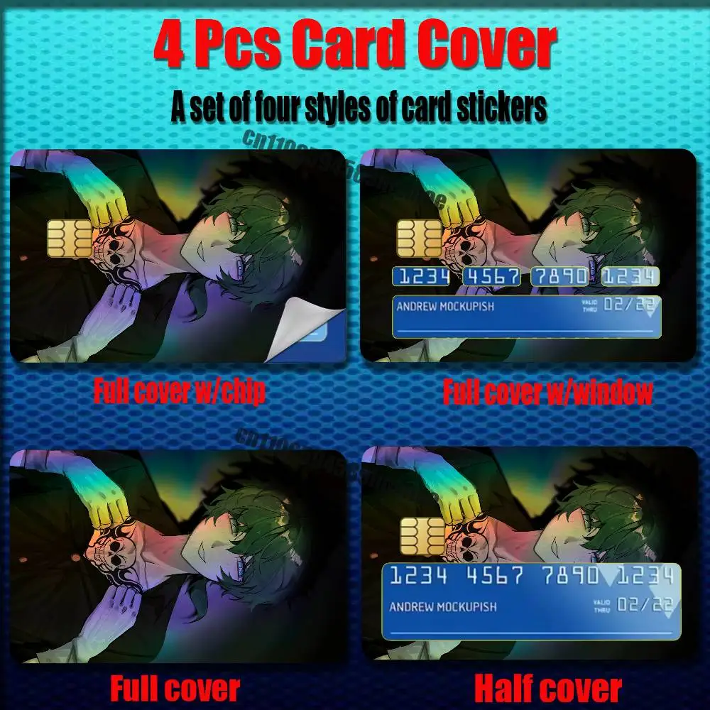 For Your Turn to Die Shin Tsukimi Credit Bank Sticker ID Access Card Cover Skin Rainbow Color Laser Stickers Film
