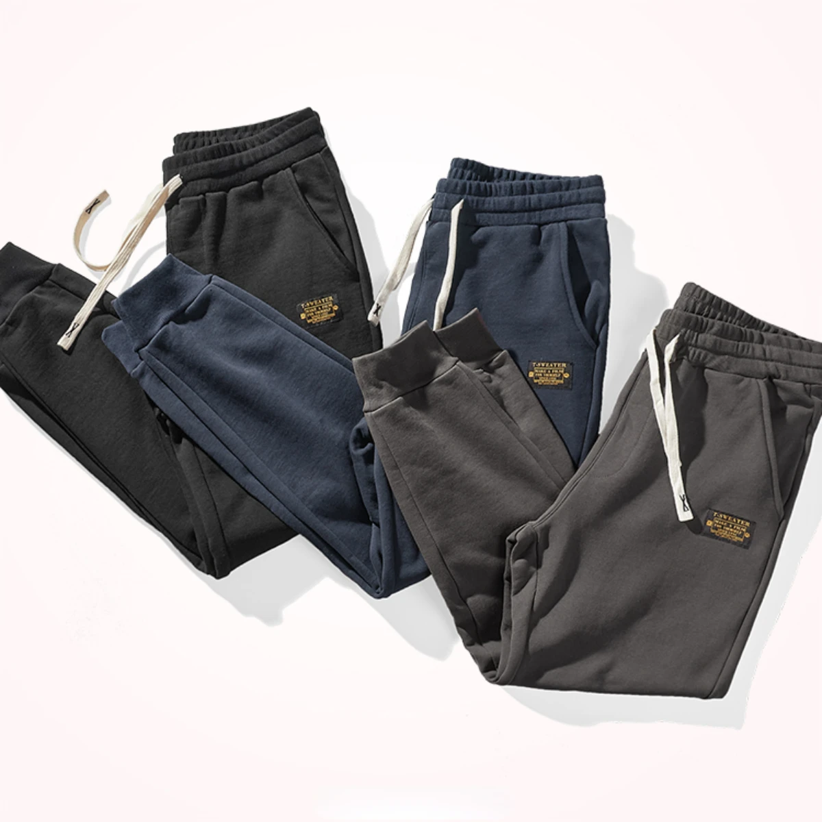 Heavy Autumn And Winter Cotton Foot-closing Trousers Men's Velvet Padded Trousers Japanese Sports Leg-binding Trousers