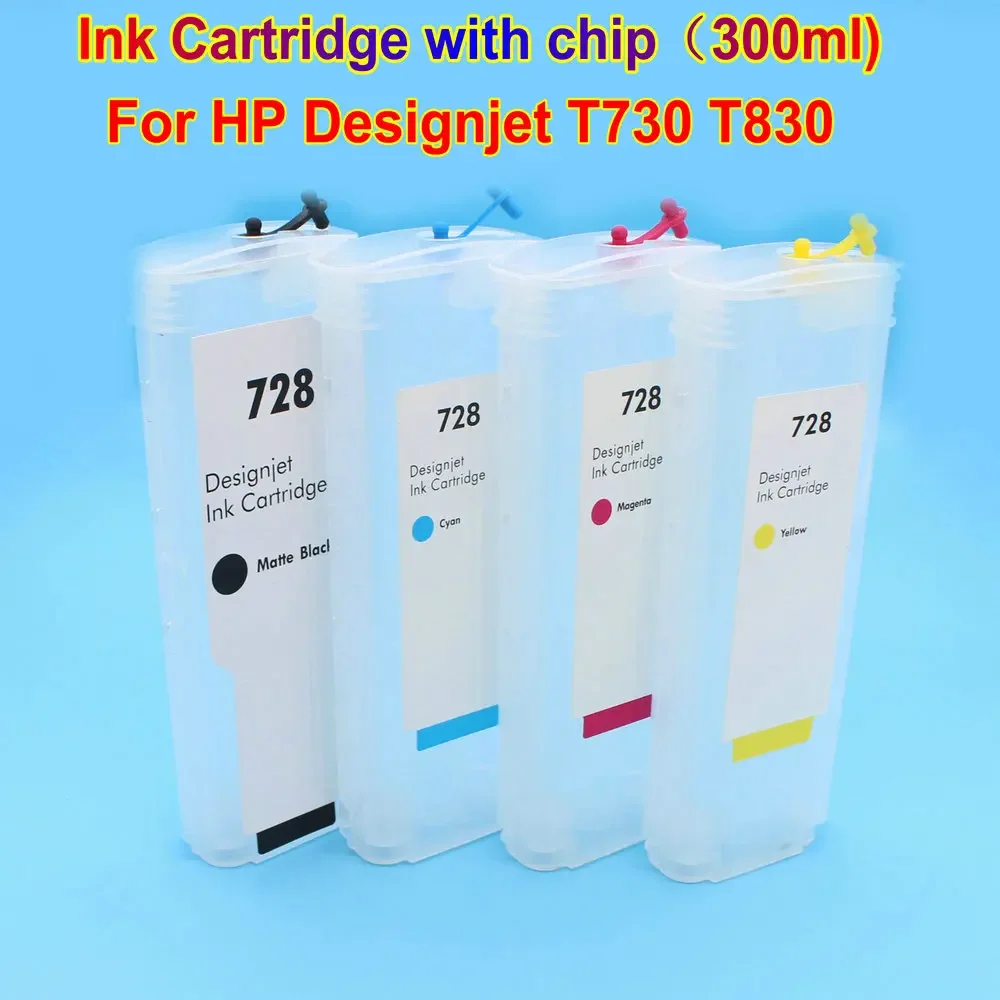 

For HP 728 Printer Refillable Ink Cartridge With Chip Refill Ink Cartridges For HP Designjet T730 T830 Print Plotter 300ML Kit