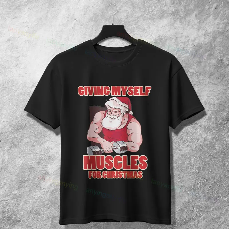 Camiseta gráfica engraçada masculina para academia de Natal com "Jingle All The Weights" Camiseta casual estilo humor 100% algodão manga curta