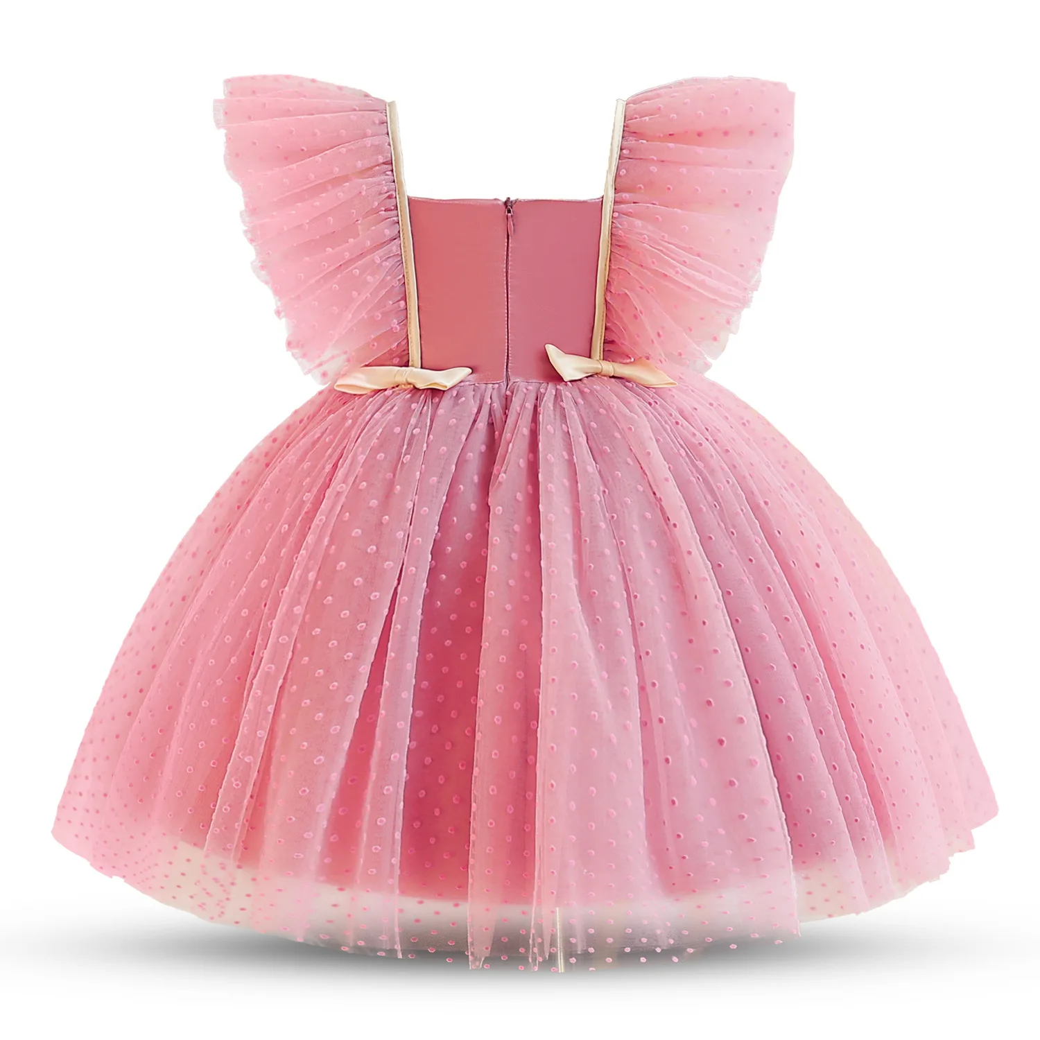 

Baby Little Girls Adorable Flower Girl Dress Toddler Birthday Party Short Pageant Dress with Bow XC882012