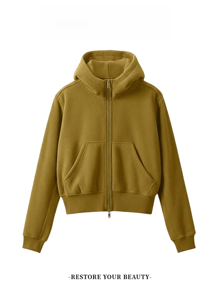 

Women's Fleece Lined Hooded Short Jacket Thick Long Sleeve Warm Top Winter 2026 New Style Compact Size Youthful Looking